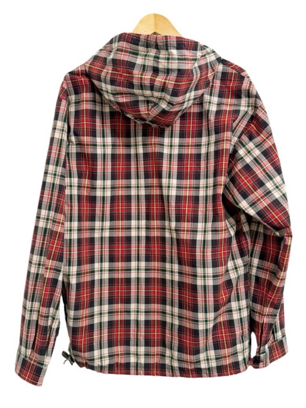 VINTAGE 1990’s J Crew plaid tartan hooded anorak windbreaker jacket half zip XS - Picture 2 of 11